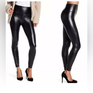 Love, Fire Shiny Black Leggings